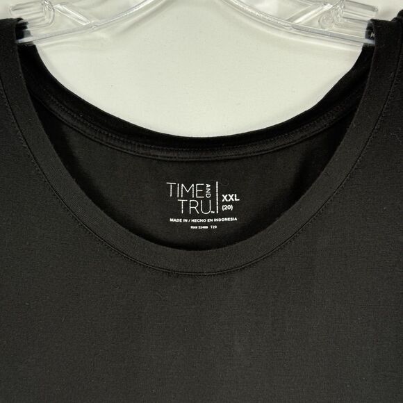 Women's Time &Tru Short Sleeve Rounded Hem Black T-Shirt XXL (20) - Picture 3 of 10
